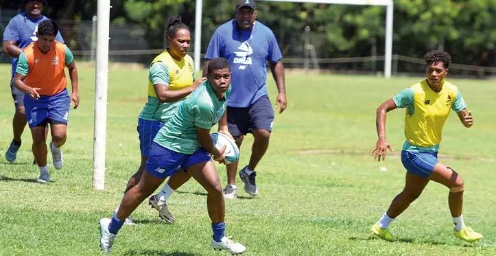 Fijiana Drua star winger Vitalina Naikore (with ball) during the team’s training session earlier in the week. Photo: Ronald Kumar