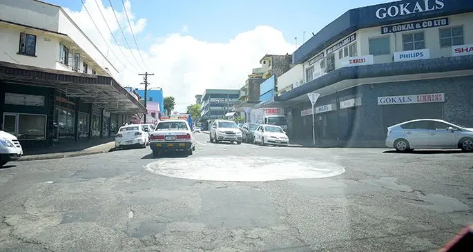 Drivers had to manoeuvre over poorly patched potholes at Amy Street in Suva on March 3, 2020. Photo: Ronald Kumar
