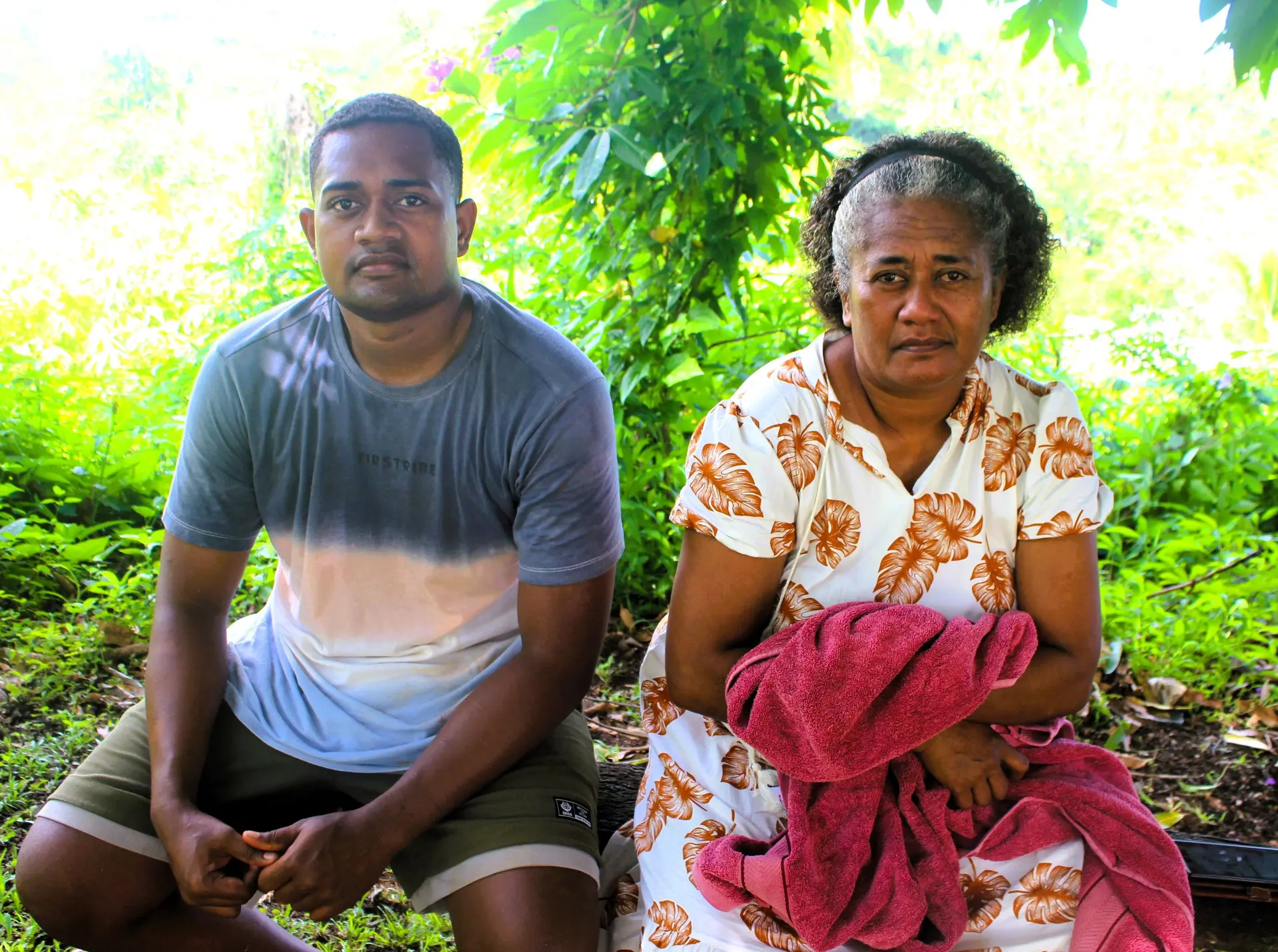 Distraught mother, Ekari Radaga, with son, Emori Rabaci, at Vatanibale, Labasa on December 30, 2025.