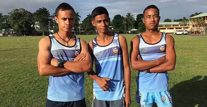 Rotuma High School athletes (from left) Venasio Savea, Asif Ali and David Savea at Marist Brothers High School ground on April 20, 2023. Photo: Ioane Asioli