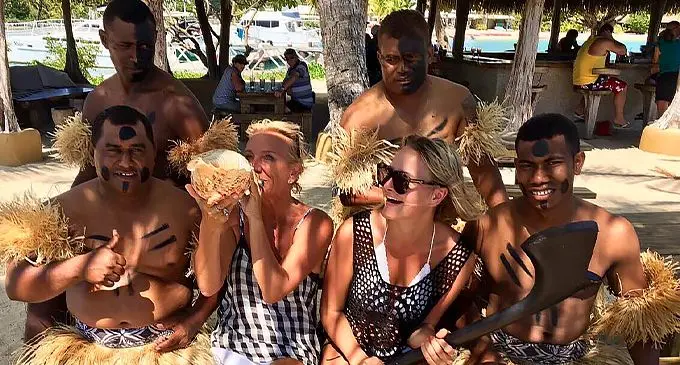 “When I have visitors coming to Fiji who ask me what they should do,.I just send this photo,” said Denyse McPhail (seated second from left). “It screams ‘Fiji Me.’