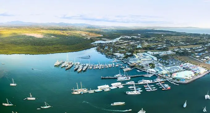 Aerial view of the Denarau Island Marina.