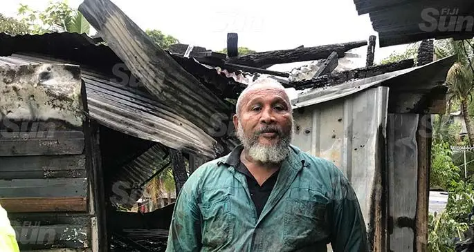 Inia Komai in front of his house after the fire incident in Gaji Road, Raiwaqa, Suva on September 22, 2020. Photo: Ashna Kumar