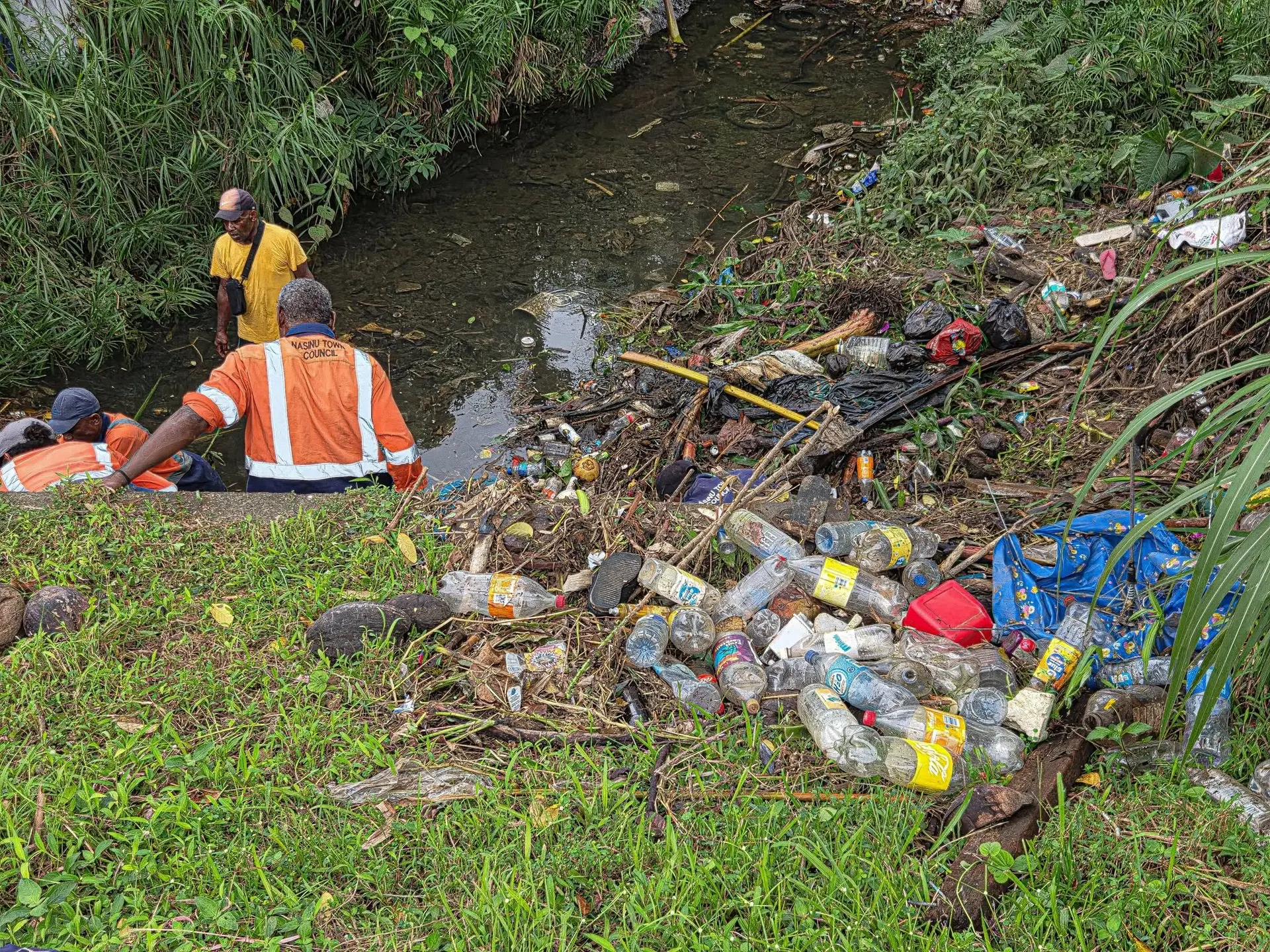 Nasinu Town Council workers clear rubbish from a river within the municipality in April this year.