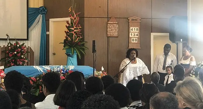 The final farewell for the late Staff Sergent Seniloli Tabuatausole at the Seventh-day Adventist Church in Suvavou.