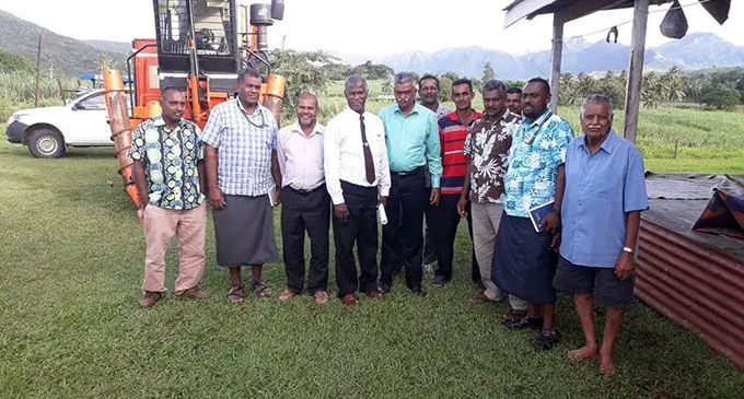 Assistant Minister for Sugar George Vegnathan (fourth from left) beside Assistant Minister for Agriculture Viam Pillay with the farmers after the talanoa session  at Vunicuicui and Korotari in Labasa on May 1,2019.  