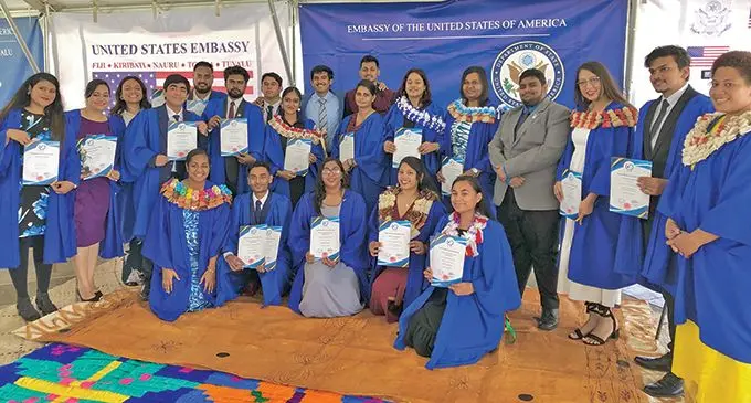 Proud graduates at the United States Embassy in Suva on August 25, 2023. Photo: Beranadeta Nagatalevu