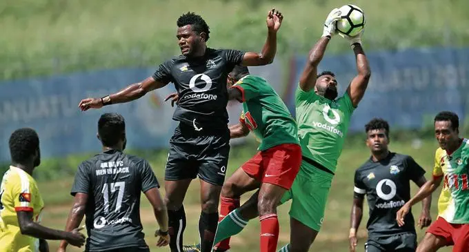 Action between Ba football and Lae City on February 13, 2018. Photo: OFC
