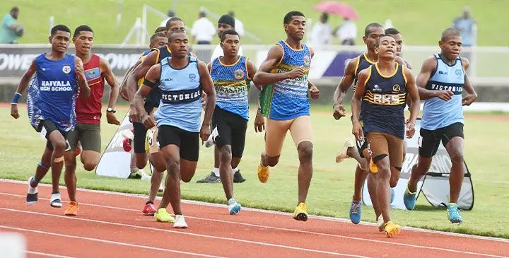 Tailevu Zone Inter -boys 800meters final action at HFC Bank Stadium on April 9, 2025. Photo: Ronald Kumar.  