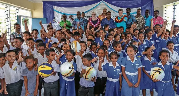 Australian Minister for Vocational Education and Skills, Karen Andrews with students of  Vunimasiloa Sangam School in Ba on February 22, 2018. Photo: Arieta Vakasukawaqa