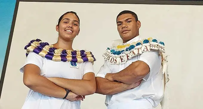 Natabua High School head girl Nidhi Chaudhary and head boy Josefata Naisali. Photo: Salote Qalubau