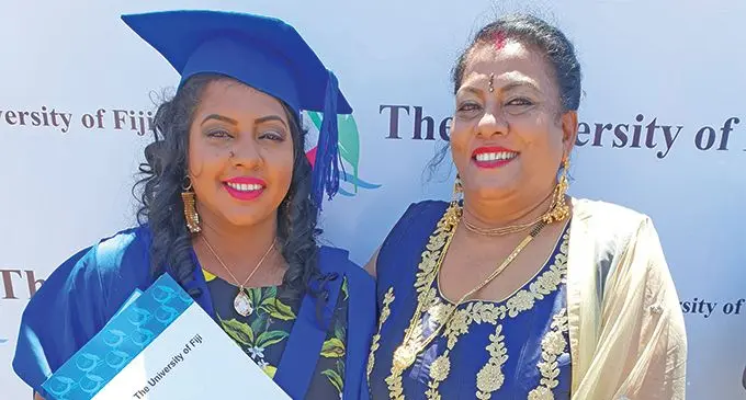 Ashleen Prasad with her mother Angie Prasad at the University of Fiji graduation in Saweni,Lautoka. Photo: Nicolette Chambers