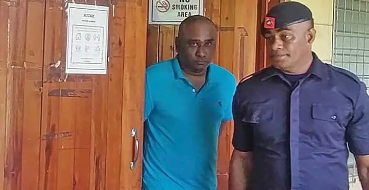 Subramani Naidu is escorted out of the High Court in Lautoka on May 19,2023. Photo: Salote Qalubau