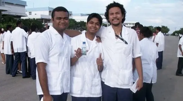 From left: The late Dr Masikerei Vunicagi, Dr Asil Kant and Dr Rick Fong during orientation before Spanish classes began.