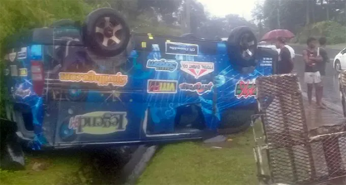 The vehicle that veered off the road along the Ratu Mara Road in Suva on October 6, 2019. Photo: Kelera Sovasiga