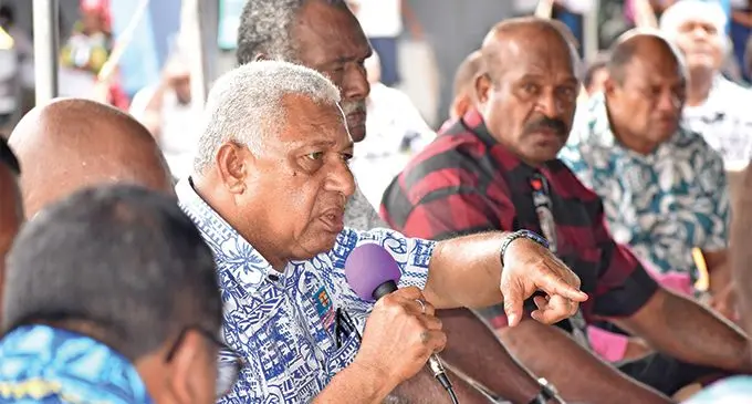 Prime Minister Voreqe Bainimarama speaking during the Talanoa Session at the Government Services Expo at Keiyasi in Navosa. Photo: Nicolette Chambers