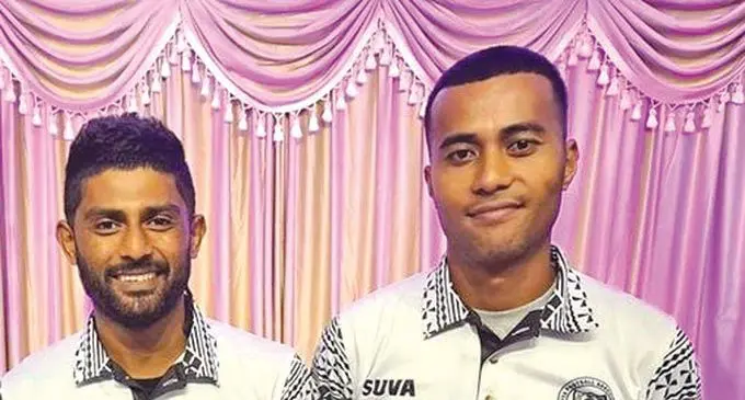 Suva football co-captains (left-right) Ravinesh Karan Singh and Remueru Tekiata have extended their contracts as they lead Suva’s defence of the Vodafone Premier League title, which kicks-off on February 13. Photo: Suva Football