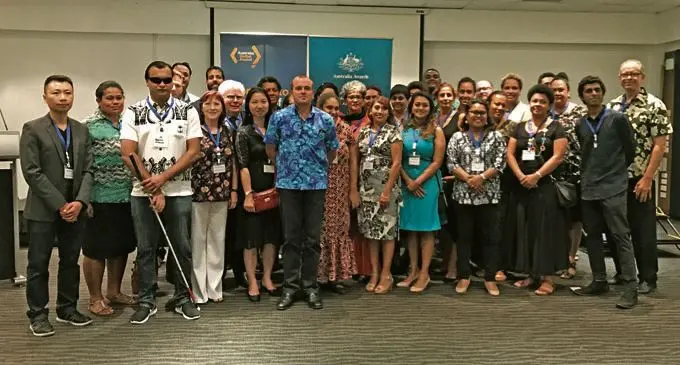 Australian High Commissioner to Fiji John Feakes, (Front-sixth from left) with Australian Awards Alumni during the opening of the Australian Awards Alumni networking event and tribute to International Women's Day 2018 at the Holiday Inn in Suva on March 7, 2018. Photo: Ashna Kumar