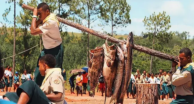 Participants of the the 12th Fiji Mission Pathfinder Camporee during its opening at the campsite in Naravuka in Seaqaqa, Macuata. Photo: The Promise - 12th Fiji Mission Pathfinder Camporee 2023