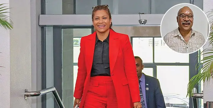 Backbencher Lynda Tabuya. Photo: Parliament of Fiji/Inset: People’s Alliance vice president Ratu Josefa Dimuri in Labasa on March 14, 2025. Photo: Shratika Naidu