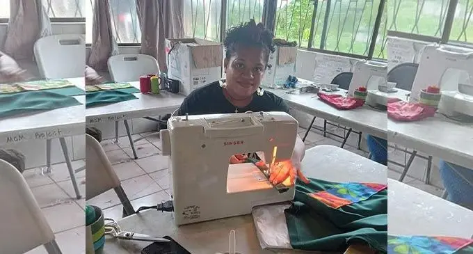 Salanieta Tavo sewing.
