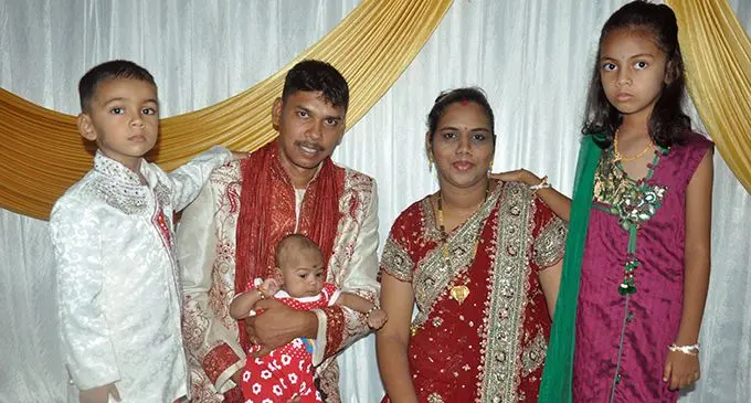 Happy family….Priya Payal Chand and husband Shonald Chand with their three children. From left: Shahil,  Mr Chand holding Shivnay, Priya Payal Chand and Sheryl in their Qeleloa home at Nadi.