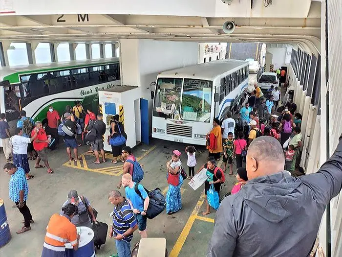 Passengers getting off the Goundar Shipping vessel at Levuka Wharf on March 25, 2022. Photo: Ranoba Baoa