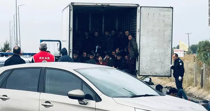 The truck was stopped during a routine highway check in northern Greece. Photo: CNN