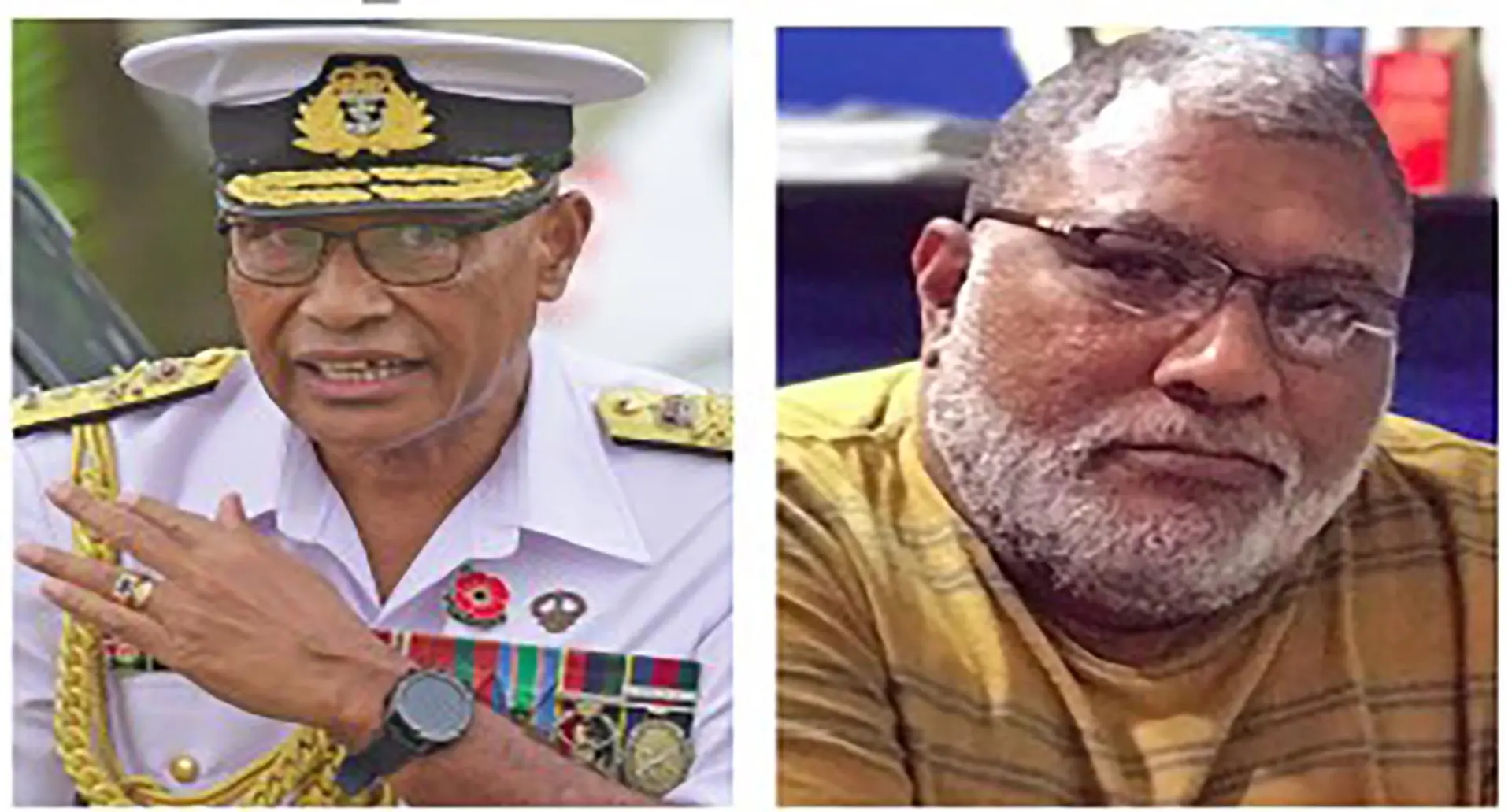 Former Republic of Fiji Military Forces (RFMF) Commander, Rear-Admiral Viliame Naupoto. Left , Tui Macuata Macuata Ratu Wiliame Katonivere. Right 