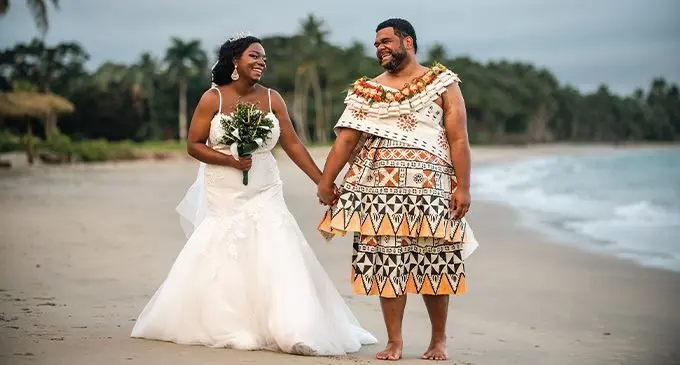 Newly weds LaShauna Vontresa and Steven Paulo Domokamica at the Pearl Resort on August 8, 2023, in Pacific Harbour. Photos- Leon Lord 