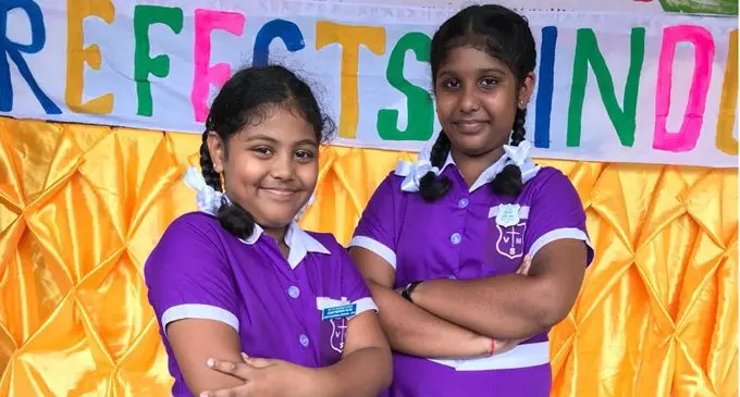 The two cousins Jyoti Romana and Tanvi Prasad were inducted as young leaders on Friday at their school in Vuci, Nausori on February 3, 2018. Photo: Ashna Kumar