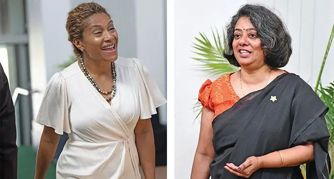 Ousted cabinet minister Lynda Tabuya with Sashi Kiran. Photo: Leon Lord