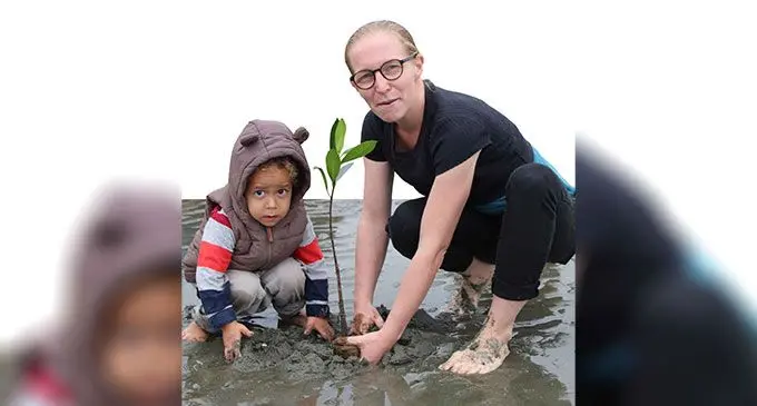 Ina Djuren with adventurous two-year-old son, Joeli Ravulolo.