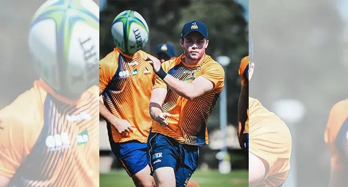 Brumbies halfback Ryan Lonergan fires out a pass during training in Canberra for tomorrow’s Super Rugby Pacific clash against the Swire Shipping Fijian Drua at the GIO Stadium. Photo: Brumbies Rugby