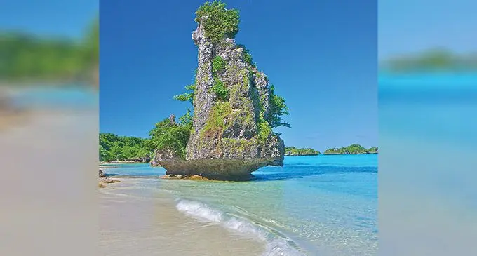 A beach front in Ono-i-Lau, in the Lau group.