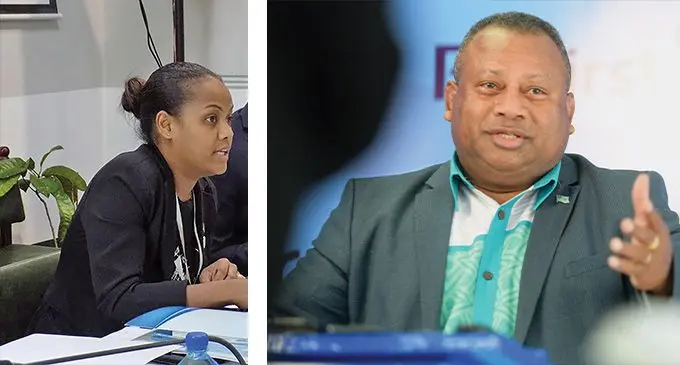 Acting Supervisor of Elections Ana Mataiciwa (left) and Leader of Opposition Inia Seruiratu. Photo: FEO and Ronald Kumar