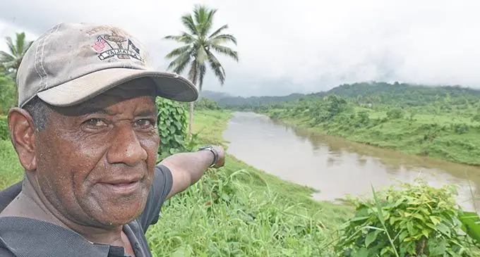 Vatimosi Rokotuinasau shows where he allegedly saw a shark at Wainitua river in along Lotu Village, Naitasiri. Photo: Ronald Kumar.