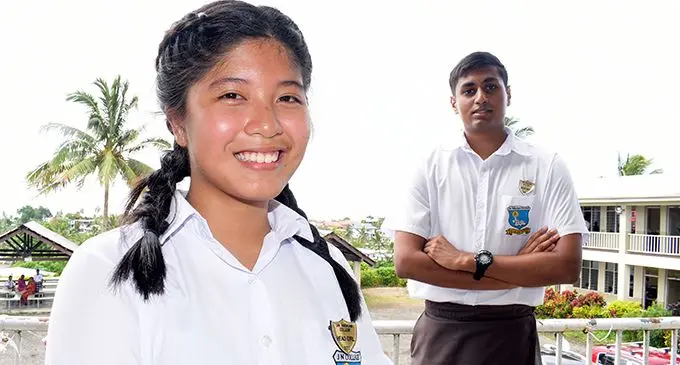 Jai Narayan College head girl Kristel Dena and head boy Rajneel Chaudhary.  Photo: Ronald Kumar
