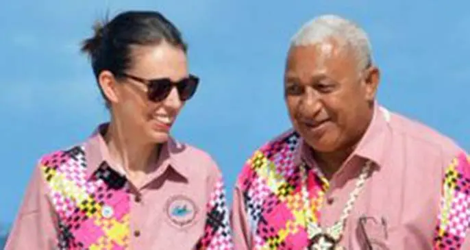 New Zealand Prime Minister Jacinda Ardern and Fiji  Prime Minister Voreqe Bainimarama. 