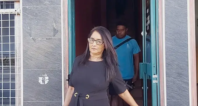 Former Fiji Link chief executive officer, Shaenaz Voss outside the Magistrates Court in Nausori, on June 29, 2023. Photo: Ashna Kumar