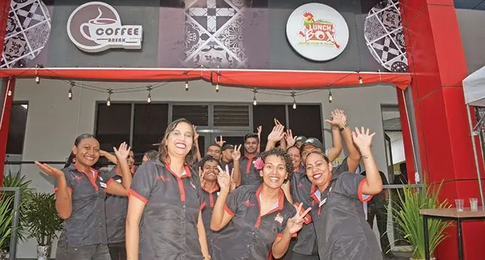 Newly opened Peri Peri and Lunch box restaurant staff at Modyl Plaza on December 3, 2020.   Photo: Ronald Kumar