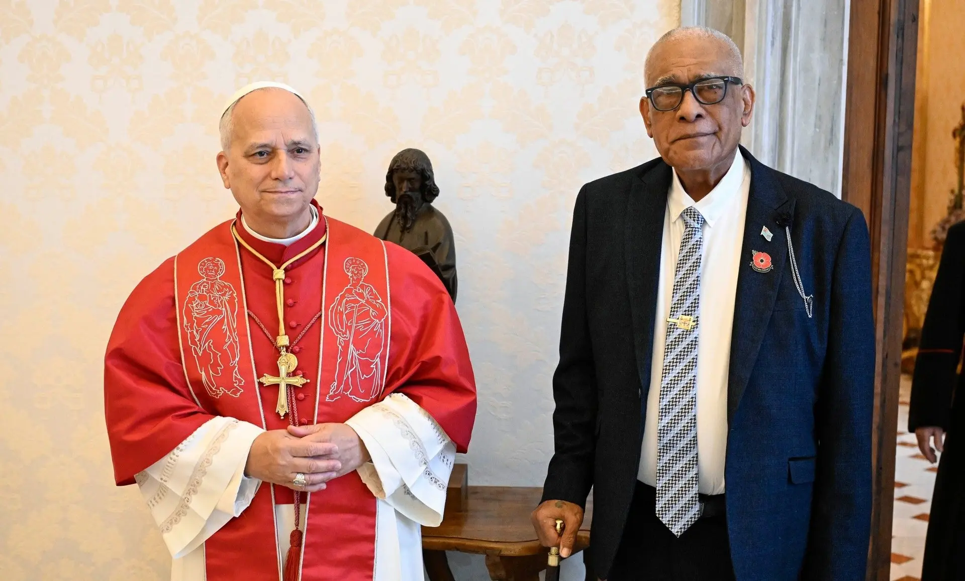 President Ratu Naiqama Lalabalavu was received in an audience by His Holiness Pope Leo XIV at the Apostolic Palace, Vatican City, as part of his official visit to the Holy See on October 30, 2025.