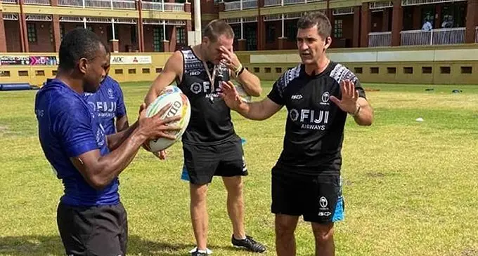Fiji Airways Fijian 7s coach Gareth Baber monitors the team’s training at Kings College in Cape Town on December 13, 2019. Photo: Fiji Rugby Union