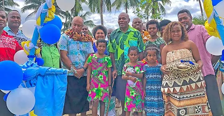 Minister for Public works, Meteorological Services, and Transport Ro Filipe Tuisawau (third from left), with villagers after officiating the installation of the new Pilot project at Nakini Village, Naitasiri, on September 6, 2023. Photo: Beranadeta Nagatalevu