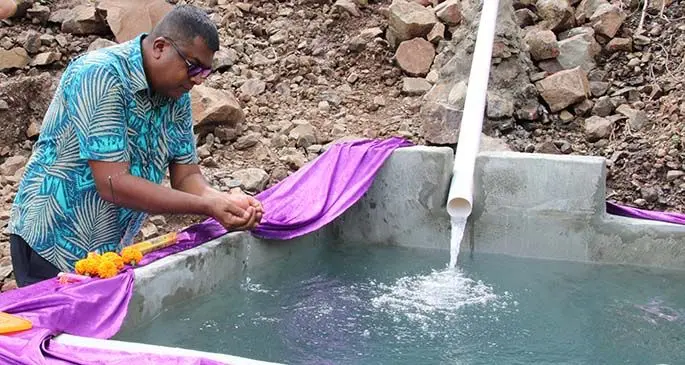 The Minister for Agriculture, Waterways and Environment, Mahendra Reddy at the new Draumasi Irrigation Water Source Project in Tavua on April 27, 2020.
