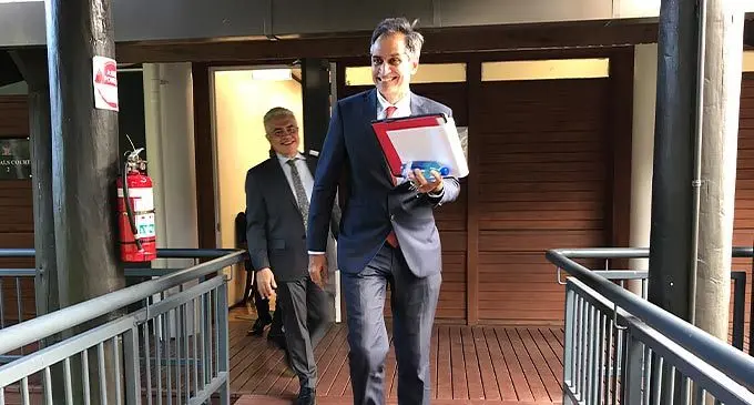 Richard Naidu with his lawyer Jon Apted outside the Court of Appeal Civil jurisdiction on November 7, 2022. Photo: Ashna Kumar
