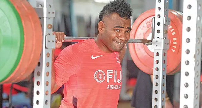 Jerry Tuwai during training at the HPU Gym in Suva on March 27, 2024. Photo; Ronald Kumar