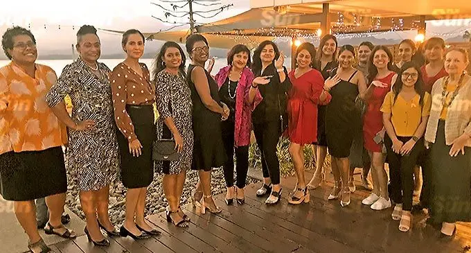 Women In Business members following the annual general meeting at the Grand Pacific Hotel in Suva, on November 30, 2021.From left: Jojivini Raketekete, Alison Southey, Kalpana Lal, Sujatha Nair, Vishala Raman, president Nur Bano Ali, Pratibha Singh, Suman Sekran, Ashna Rajesh, Janice Nand, Azeebah Ali, Hriday Daswaney, Pritansu Raman, Deepa Pillay, Yashmeet Singh, Manju Seth and Lorraine Evans. Photo: Frederica Elbourne