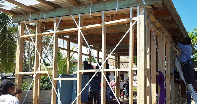 A house under construction by Habitat for Humanity Fiji volunteers.