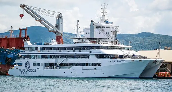 The Blue Lagoon Cruises MV Fiji Princess as it prepares to depart for the Lau groups from the Princess Wharf in Suva on March 13, 2022. Photo: Leon Lord.